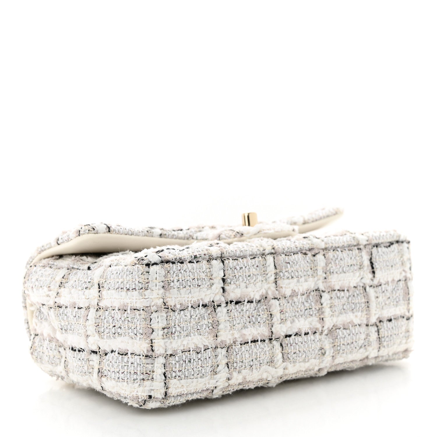 Chanel Tweed Quilted Mini Rectangular Flap White Grey 4 of 11