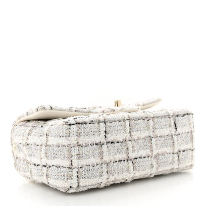 Chanel Tweed Quilted Mini Rectangular Flap White Grey 4 of 11