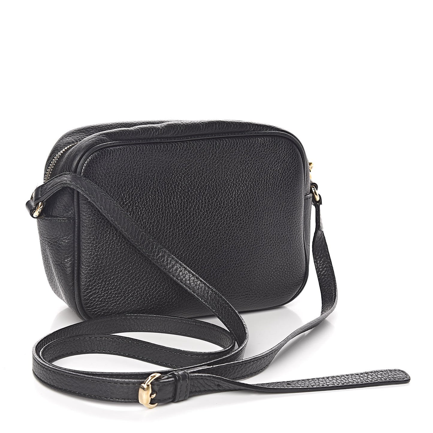Pebbled Calfskin Small Soho Disco Bag Black