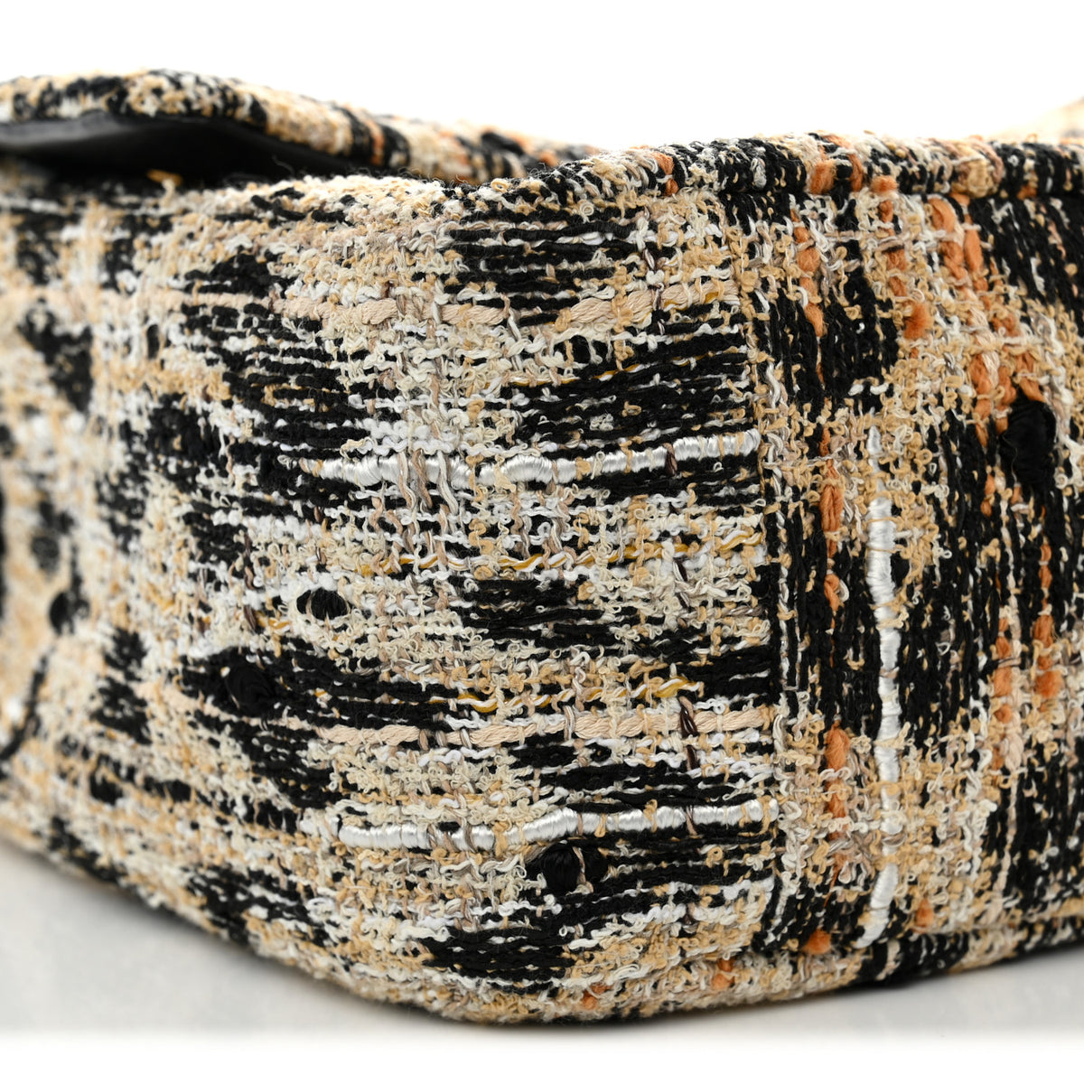 Chanel Tweed Mixed Fibers Leopard Print Small Souplissimo Maxi Flap Brown Black White 9 of 11