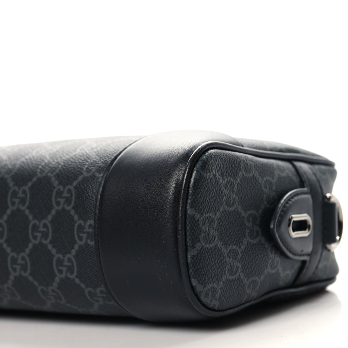GG Supreme Monogram Textured Calfskin Emblem Small Crossbody Black