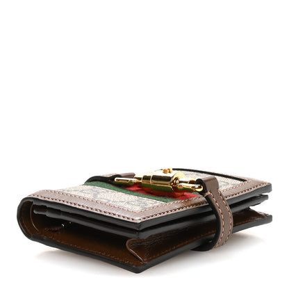 Gucci GG Supreme Monogram Textured Calfskin Web Jackie 1961 Card Case Beige Ebony Brown Sugar 4 of 8