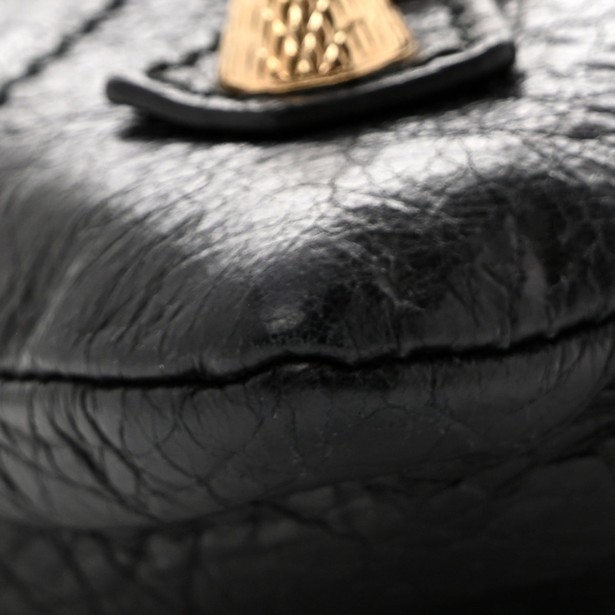 Agneau Giant 12 Gold Hardware Envelope Strap Clutch Black
