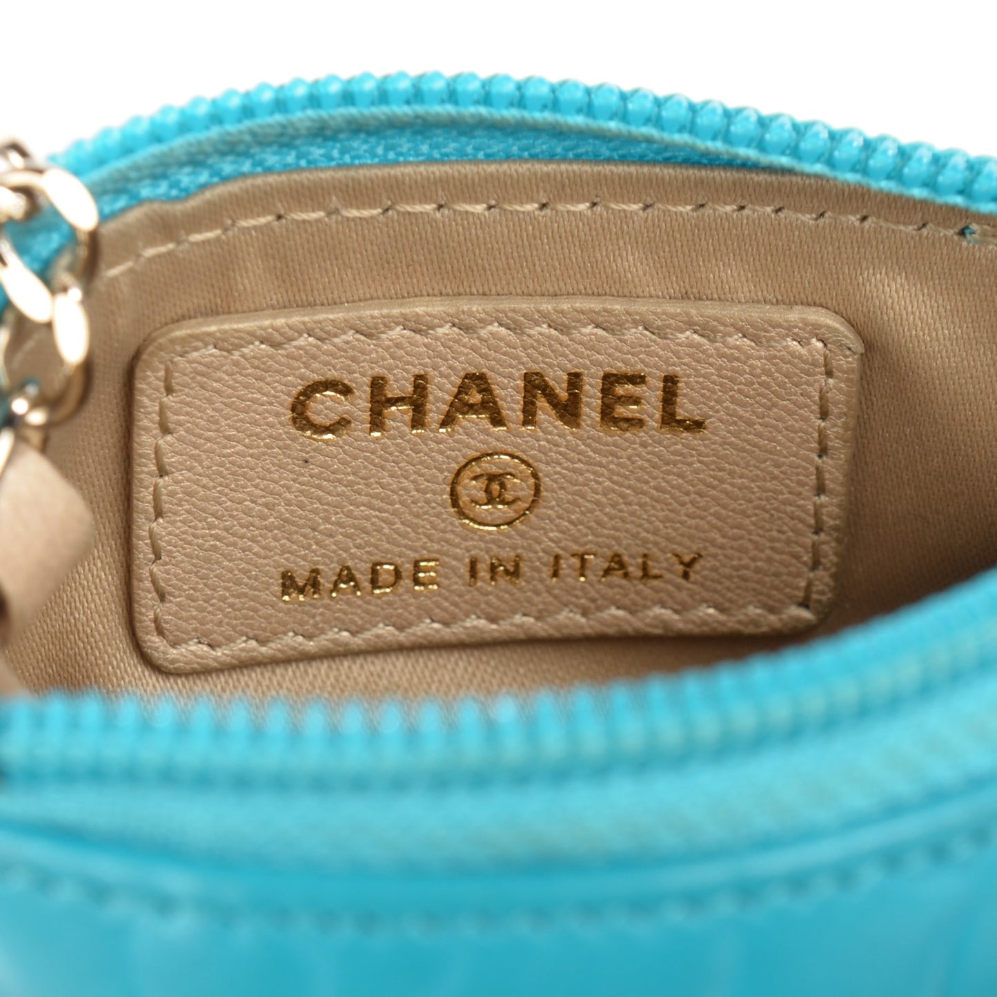 Lambskin Camellia Embossed Key Holder Case Turquoise