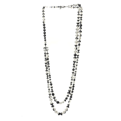 Chanel Pearl Bead CC Long Necklace Silver Grey 2 of 3