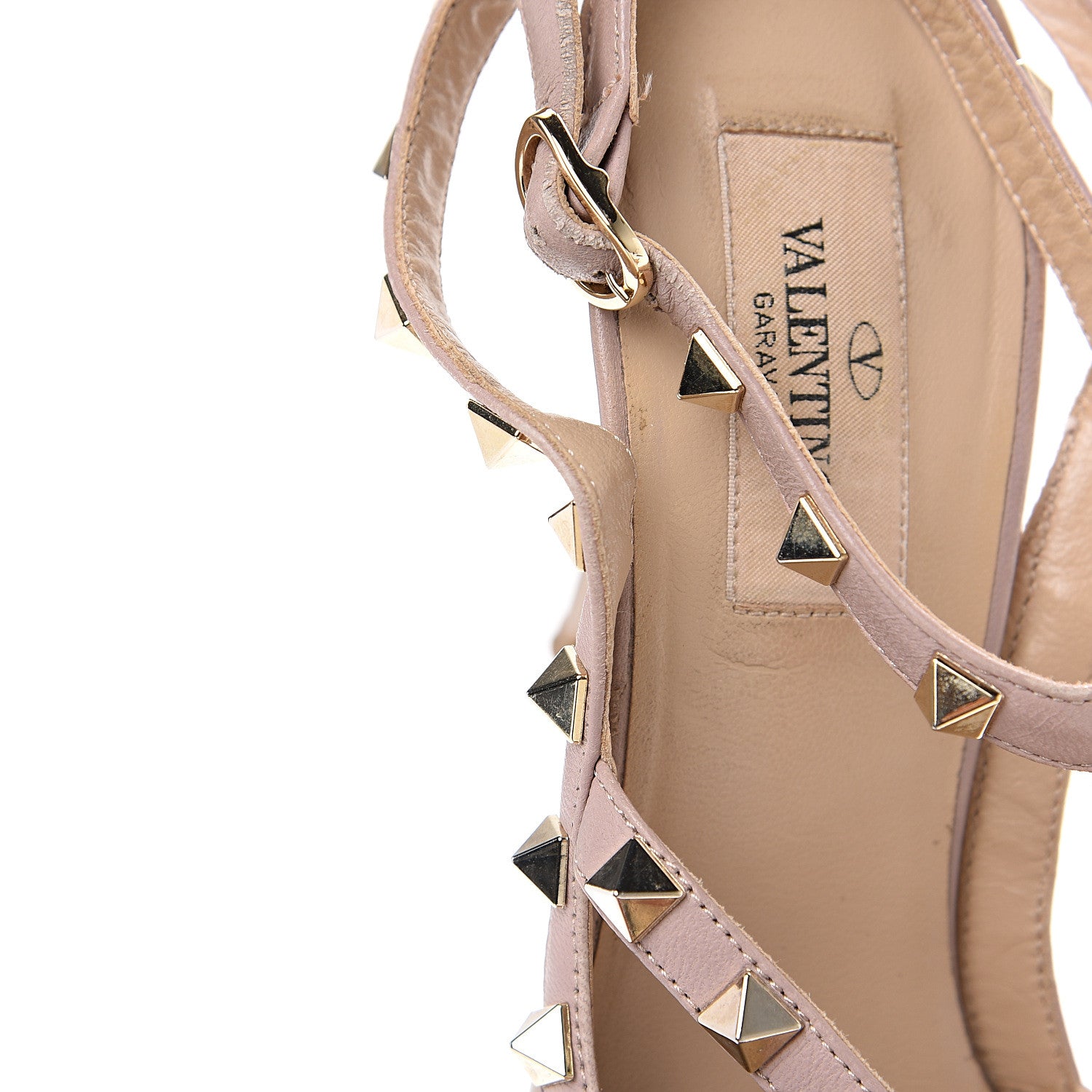 Valentino Garavani Patent Rockstud Ankle Strap Pumps 38.5 Poudre 9 of 12