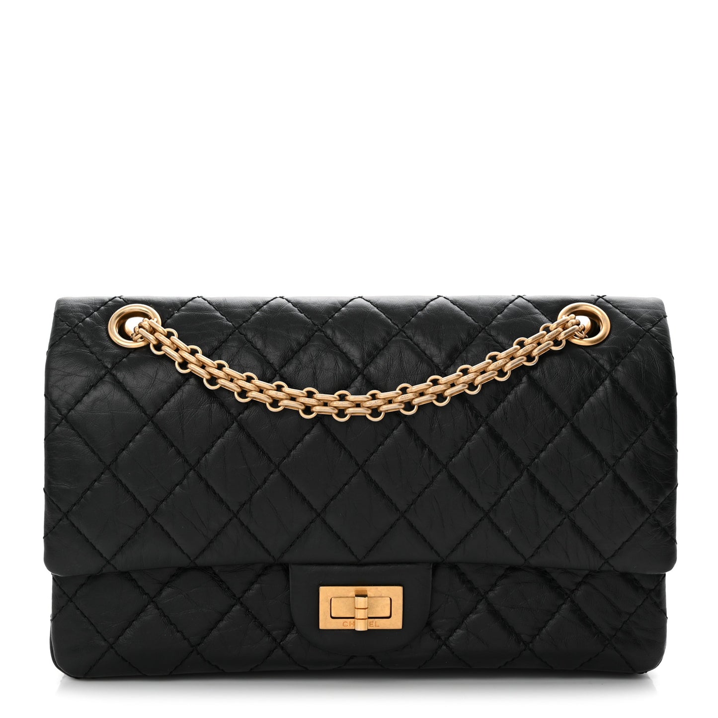 Aged Calfskin Quilted 2.55 Reissue 225 Flap Black