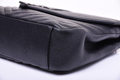 Saint Laurent Sheepskin Matelasse Chevron Monogram Large College Satchel Black 12 of 31