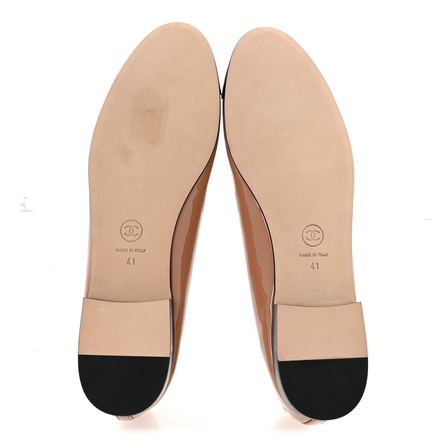 Chanel Patent Calfskin CC Cap Toe Ballerina Flats 41 Beige Black 6 of 9