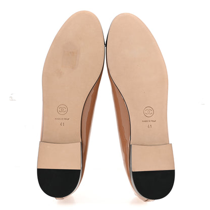 Chanel Patent Calfskin CC Cap Toe Ballerina Flats 41 Beige Black 6 of 9