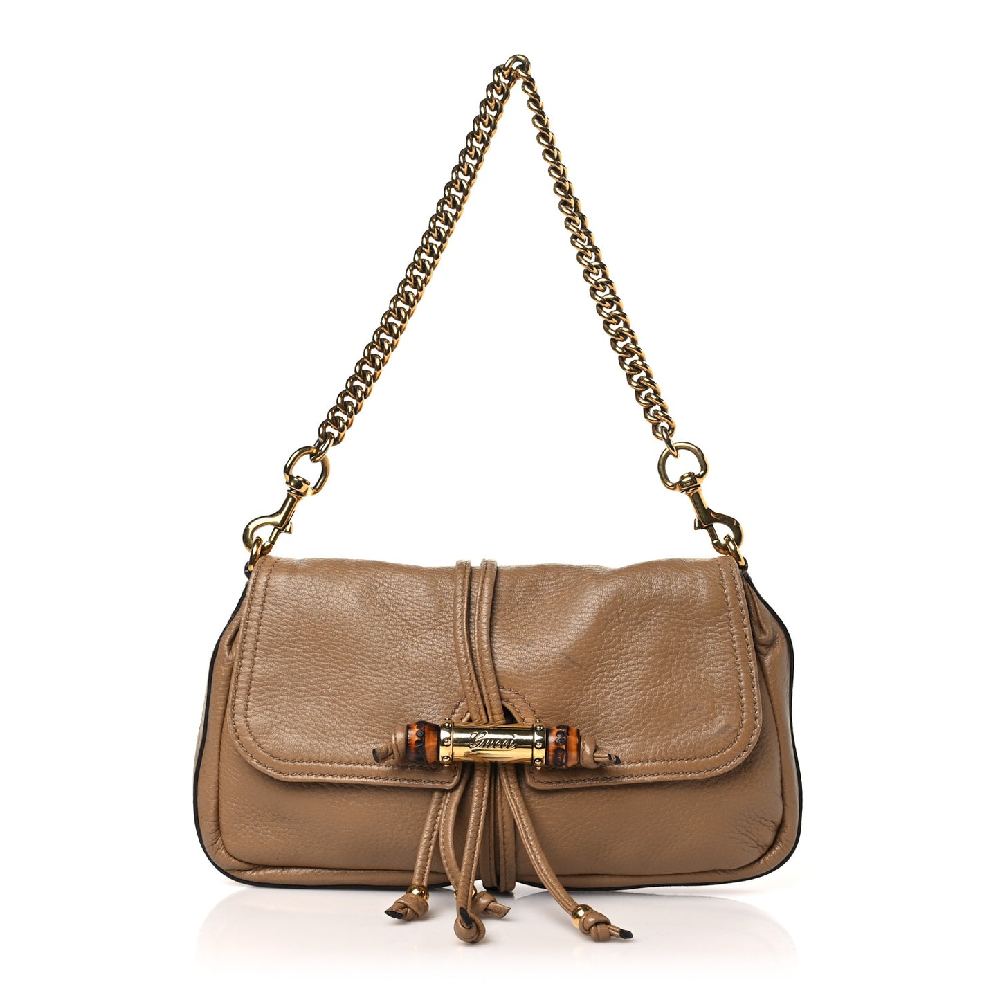 Calfskin Bamboo Croisette Evening Bag Beige