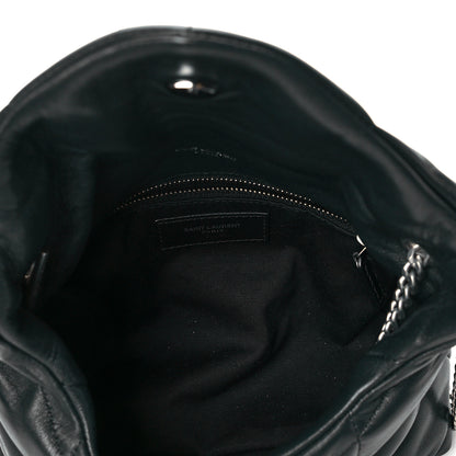 Saint Laurent Lambskin Quilted Toy Loulou Puffer Monogram Chain Satchel Deep Green 5 of 11