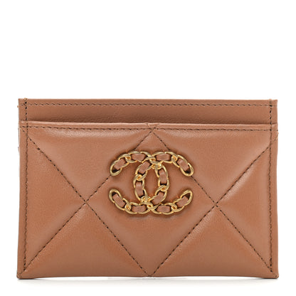 Chanel Lambskin Quilted Chanel 19 Card Holder Brown 1 of 7