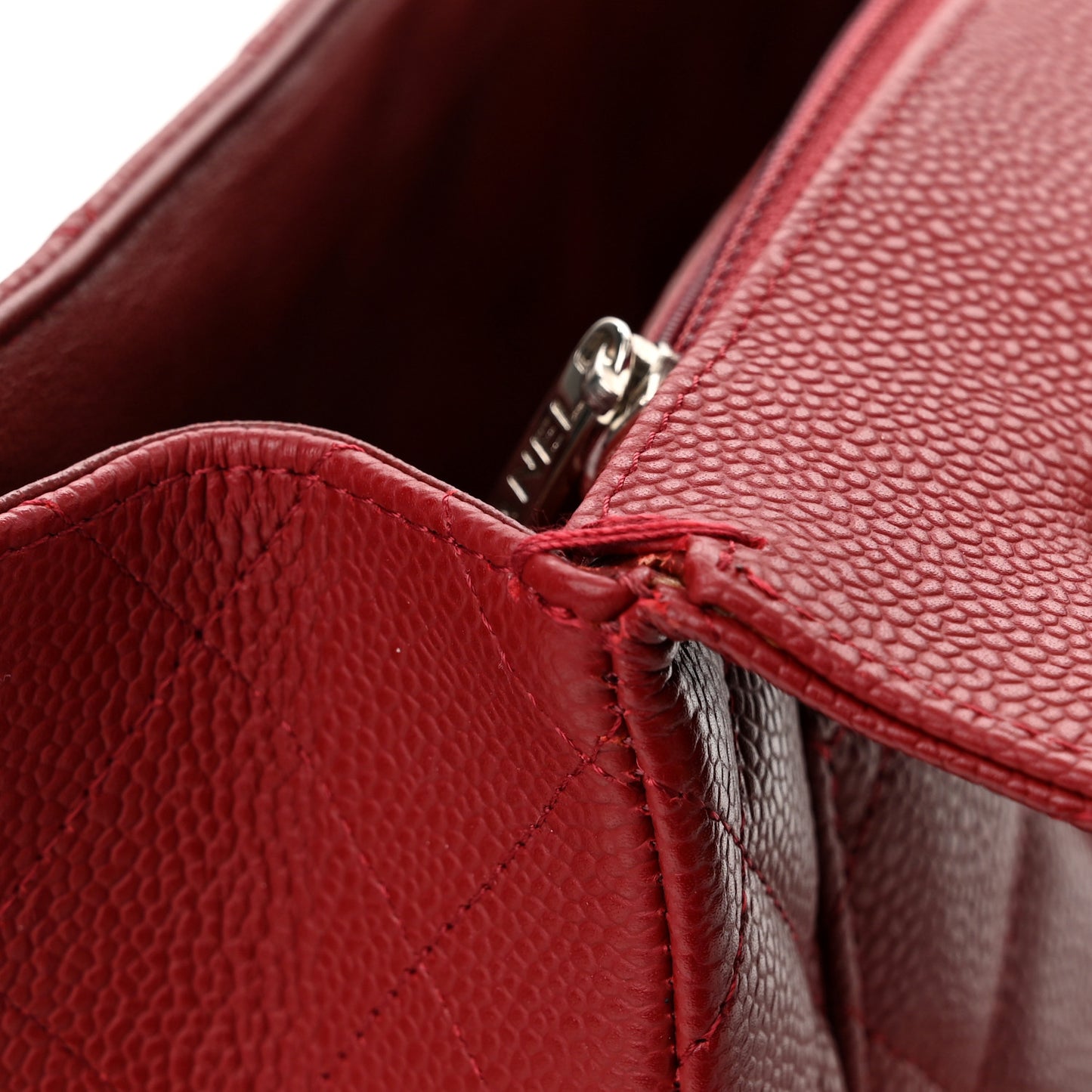 Caviar Quilted Jumbo Single Flap Dark Red