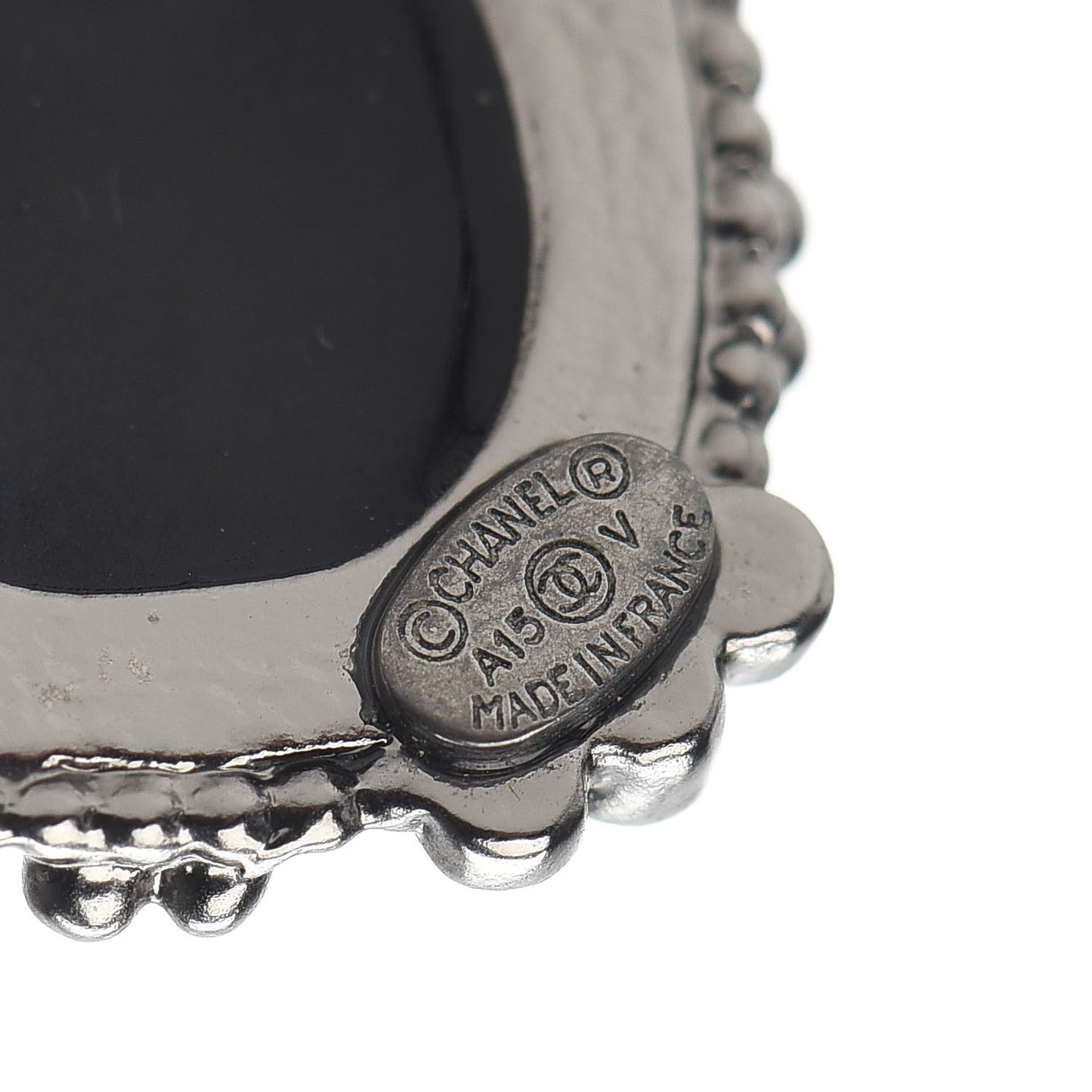 Ruthenium Enamel CC Earrings Black