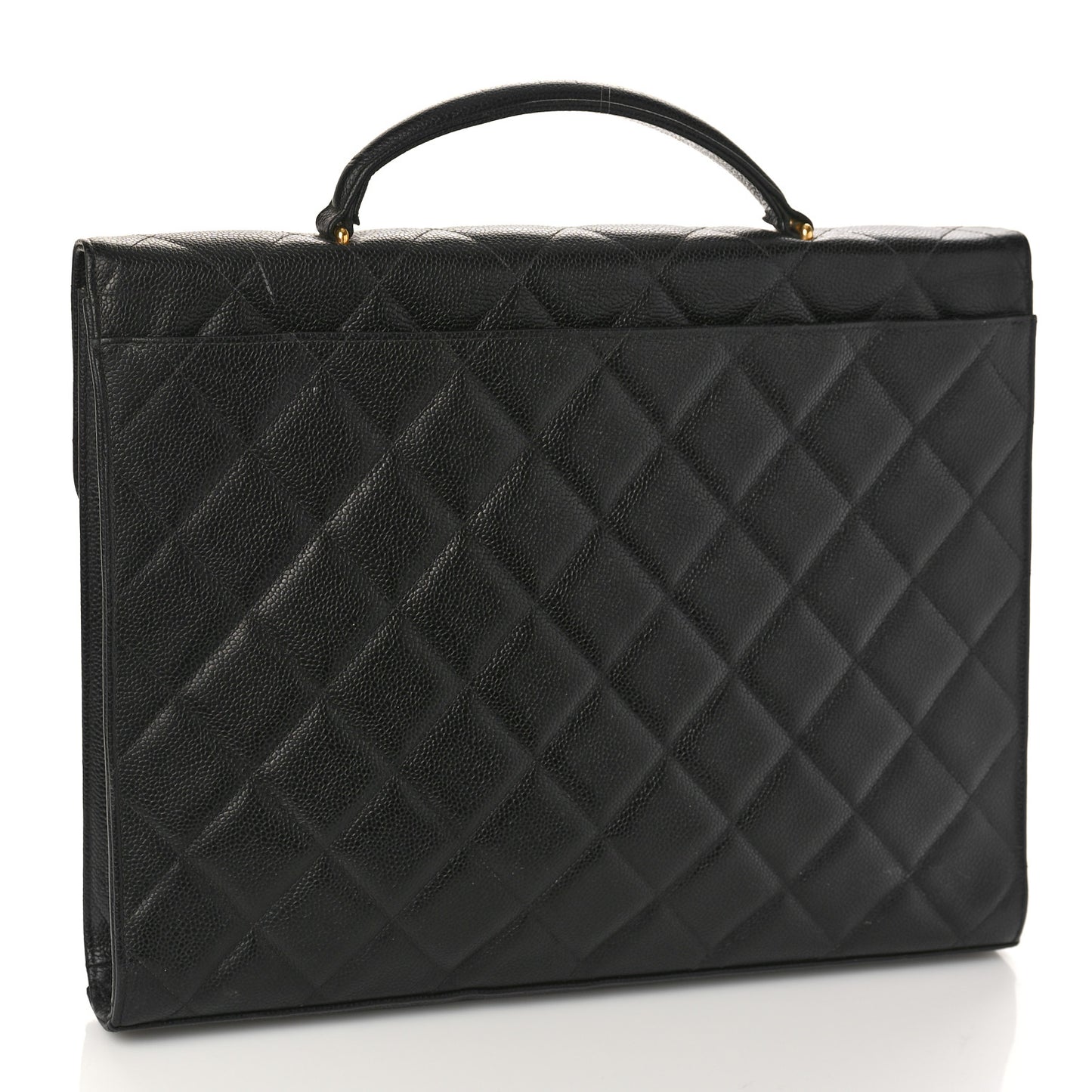 Caviar Quilted Briefcase Laptop Bag Black