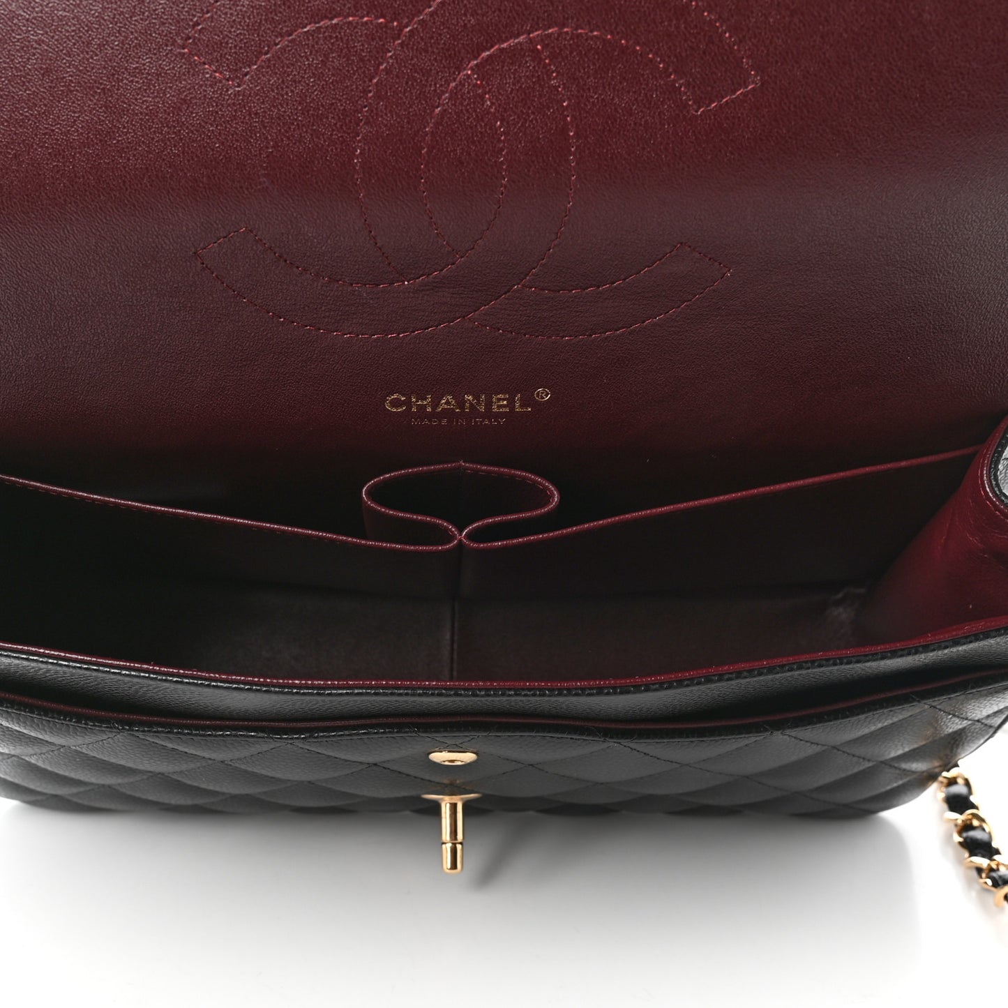 Caviar Quilted Jumbo Double Flap Black