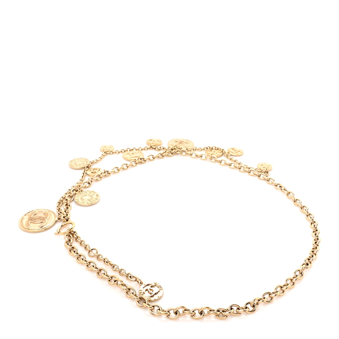 Medallion CC Chain Belt Gold