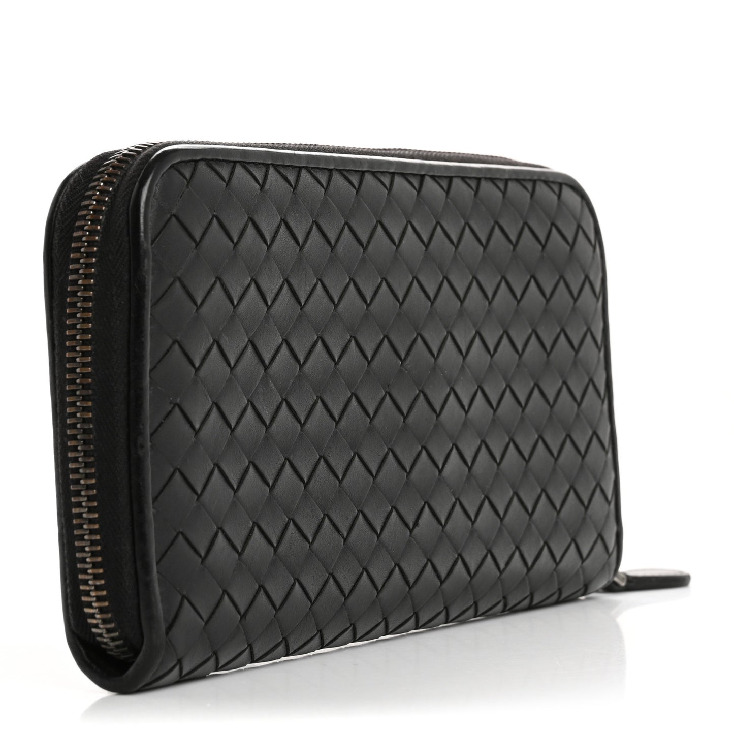Nappa Intrecciato Zip Around Wallet Black