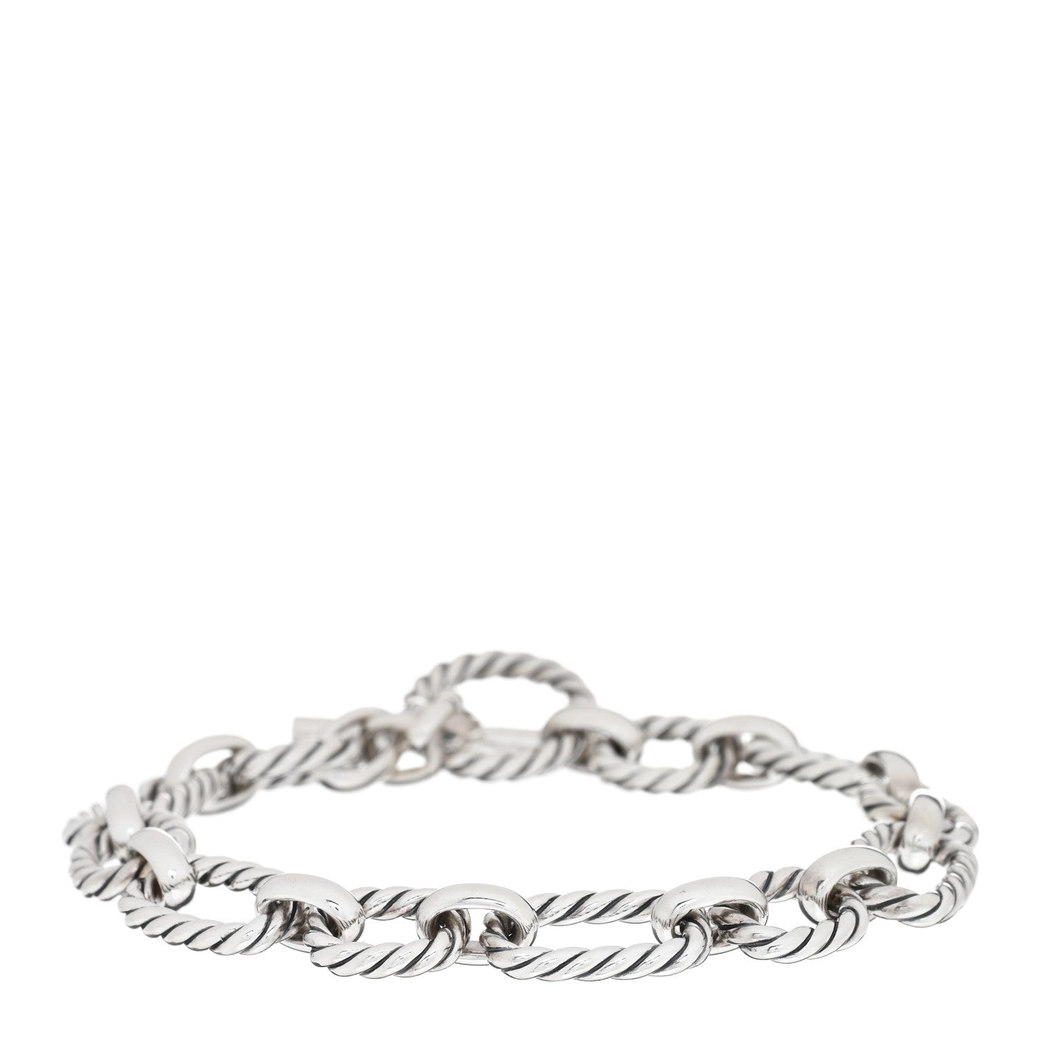 David Yurman Sterling Silver Blue Sapphire 9.5mm Cushion Link Bracelet 1 of 3