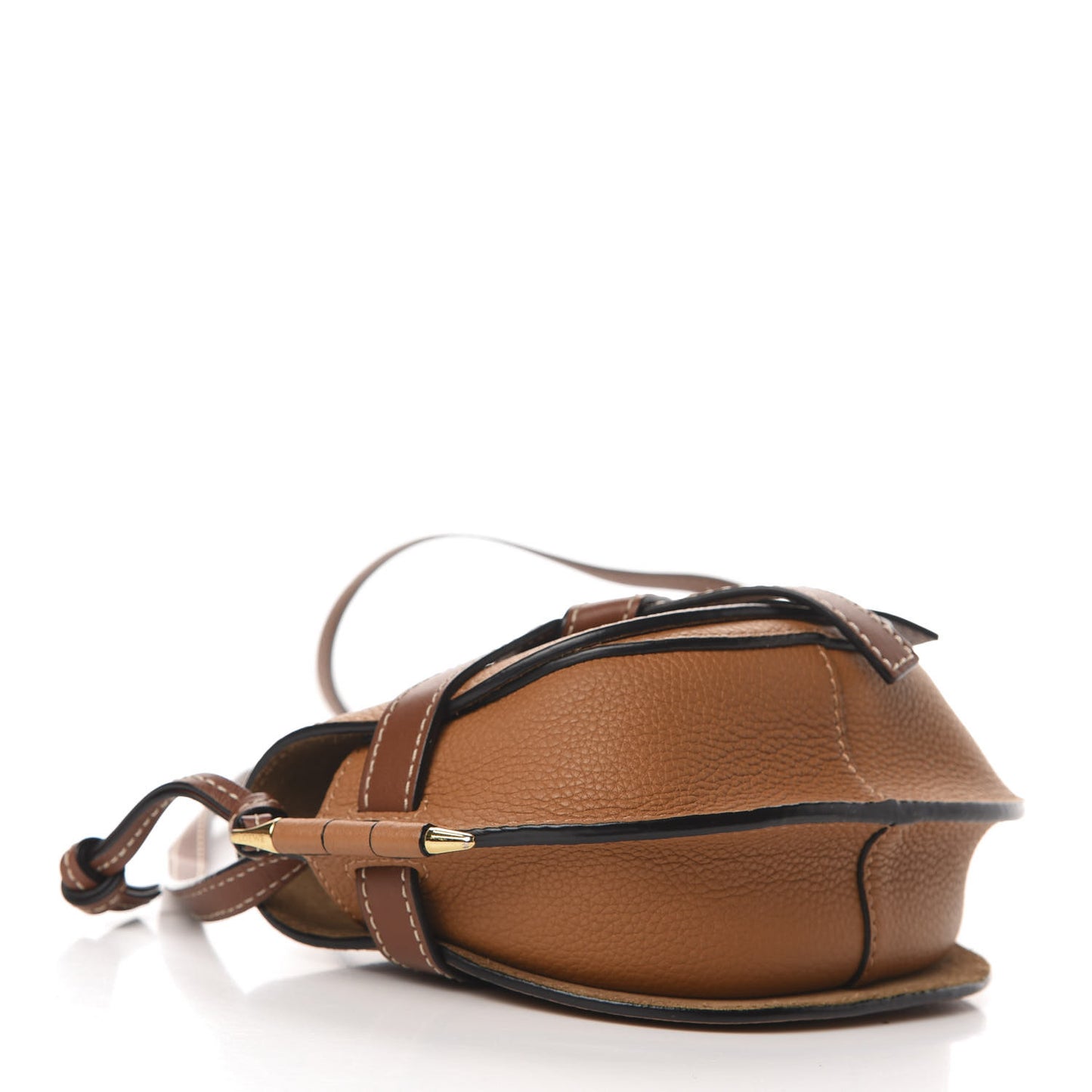 Grained Calfskin Mini Gate Crossbody Bag Caramel Pecan