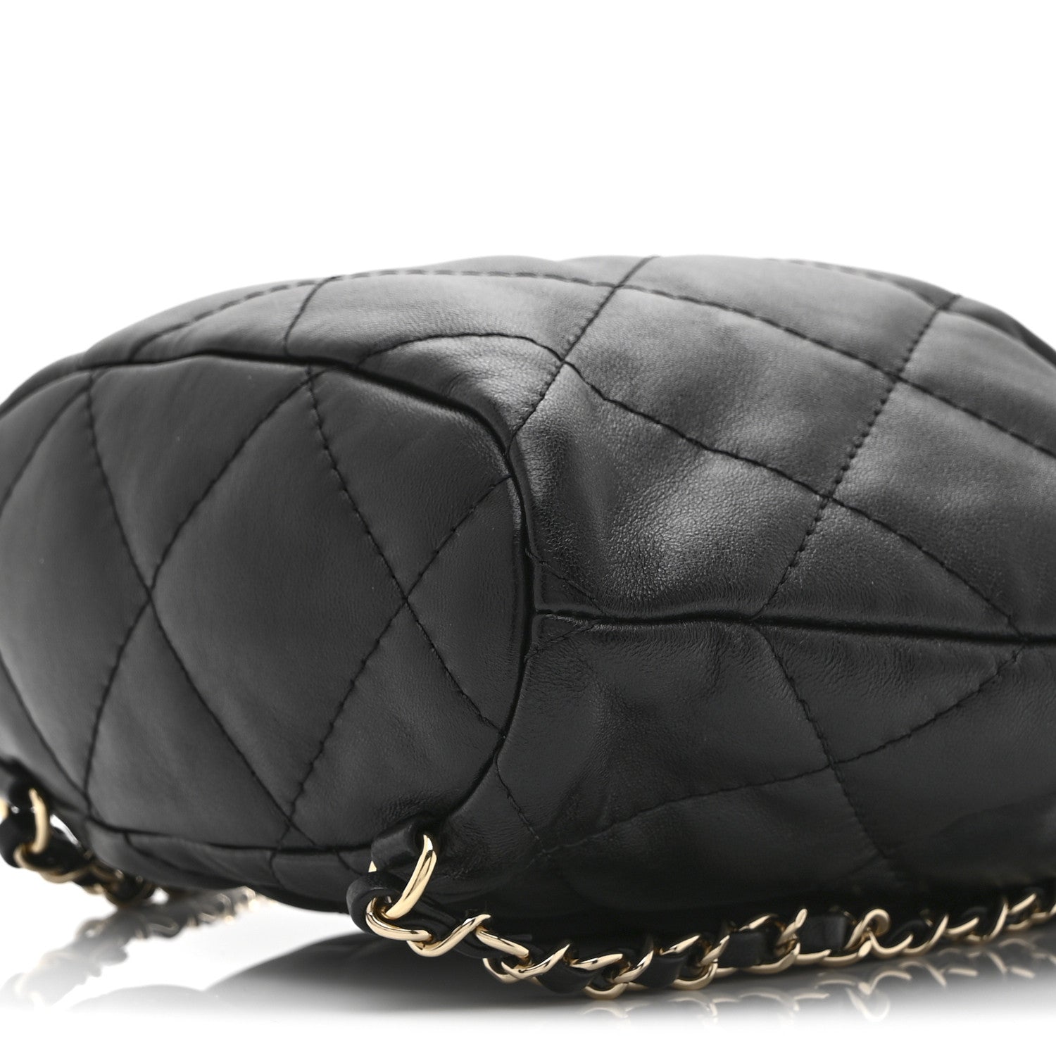 Chanel Shiny Lambskin Quilted Drawstring Backpack Black 9 of 10