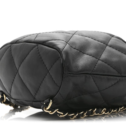 Chanel Shiny Lambskin Quilted Drawstring Backpack Black 9 of 10