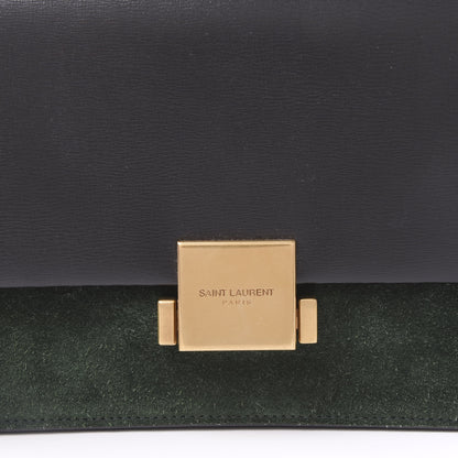 Saint Laurent Smooth Calfskin Suede Medium Bellechasse Black Dark Green 8 of 8