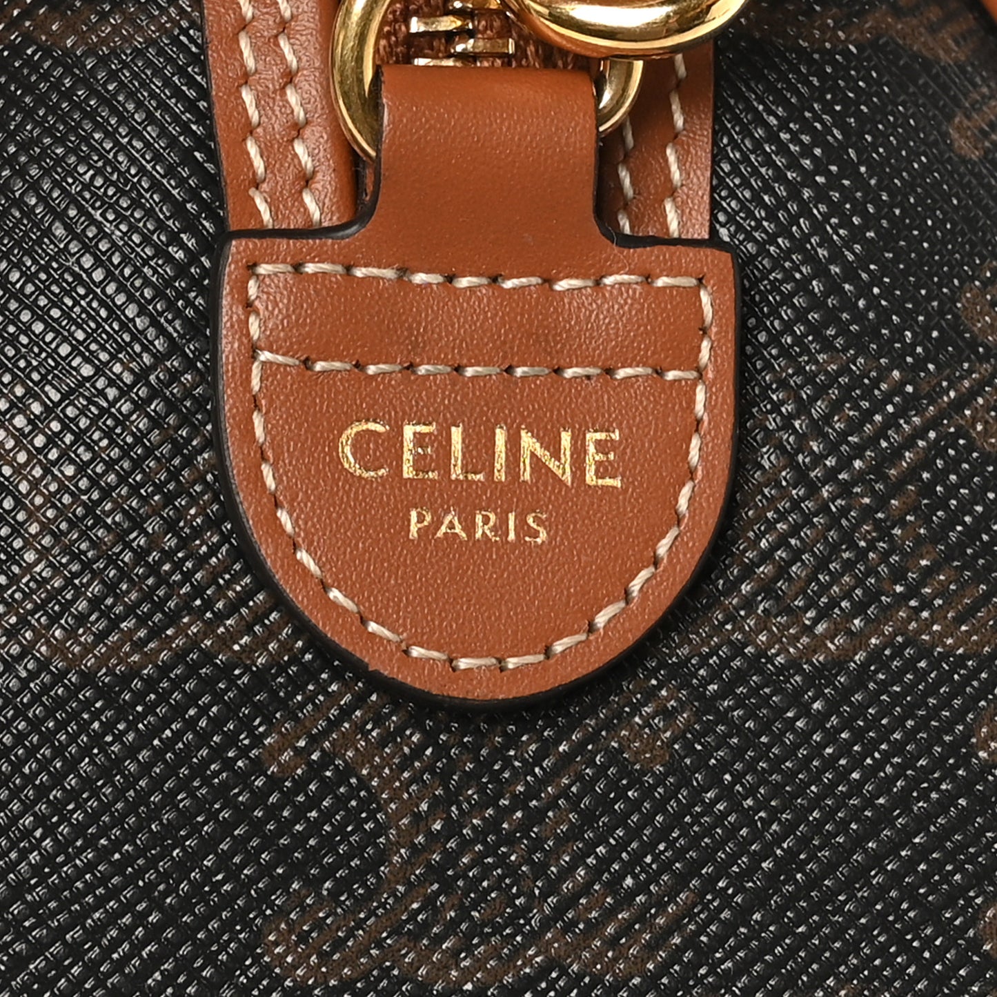 Triomphe Canvas Calfskin Small Boston Bag Tan