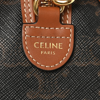 Celine Triomphe Canvas Calfskin Small Boston Bag Tan 6 of 9