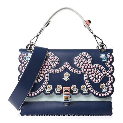 Fendi Vitello Liberty Scalloped Studded Flowers and Bows Kan I Shoulder Bag Amazzonia Multicolor 1 of 12