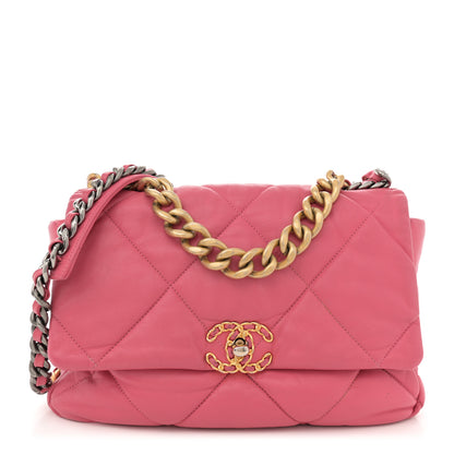 Chanel Lambskin Quilted Large Chanel 19 Flap Dark Pink 1 of 19