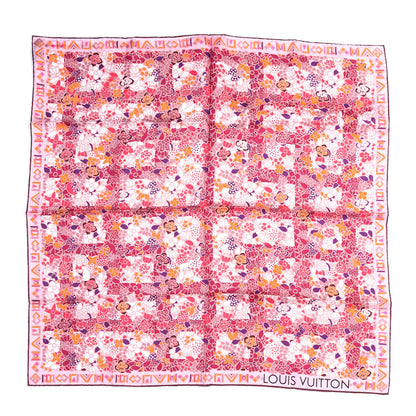 Louis Vuitton Silk Floral Print Square Scarf Pink 1 of 3