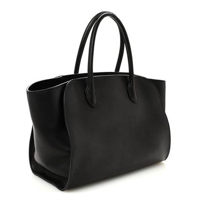 The Row Polished Saddle Calfskin Marlo 12 Tote Bag Black 3 of 9