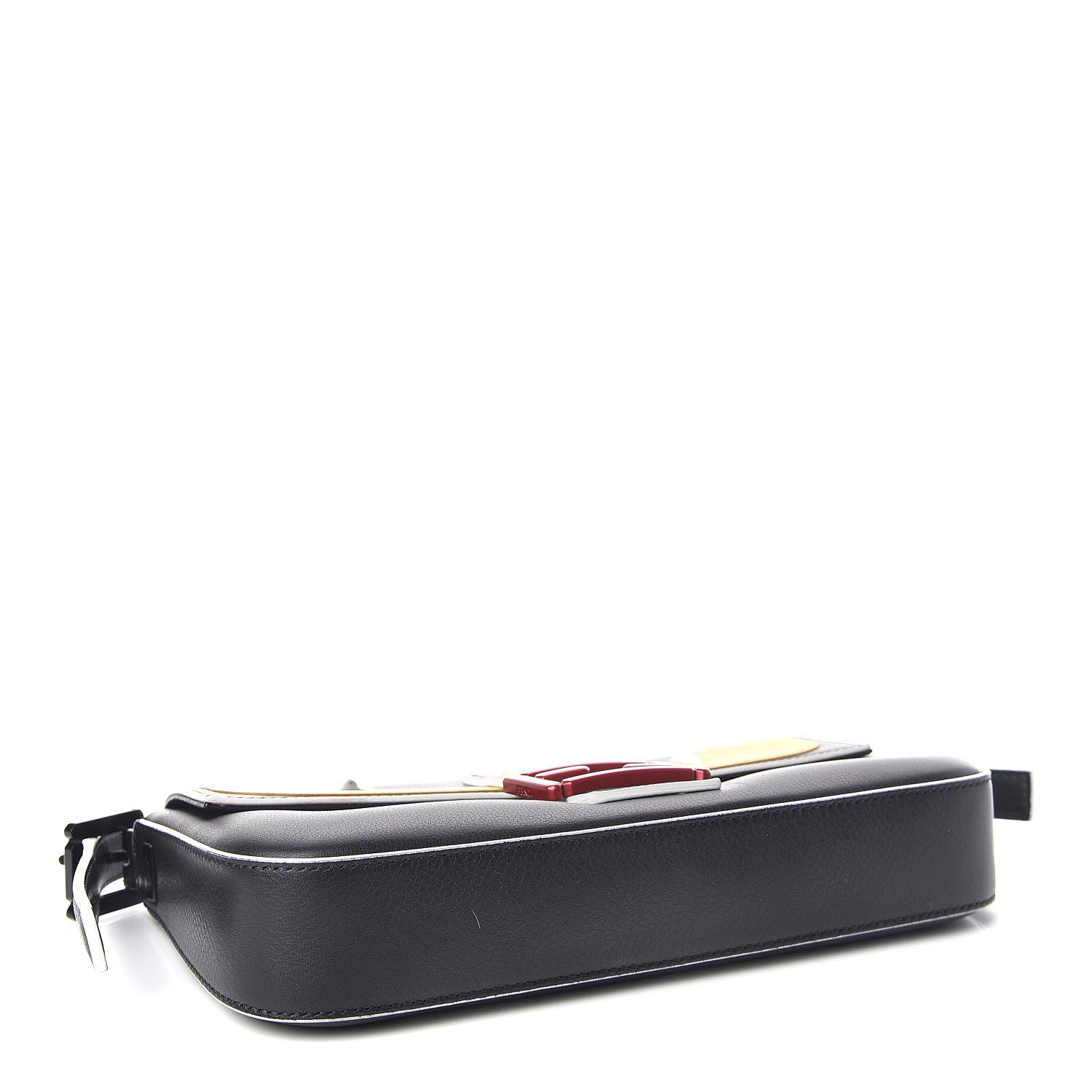 Fendi Vitello Dolce Elite Monster Eyes Bi-Color Baguette Black Yellow 4 of 13