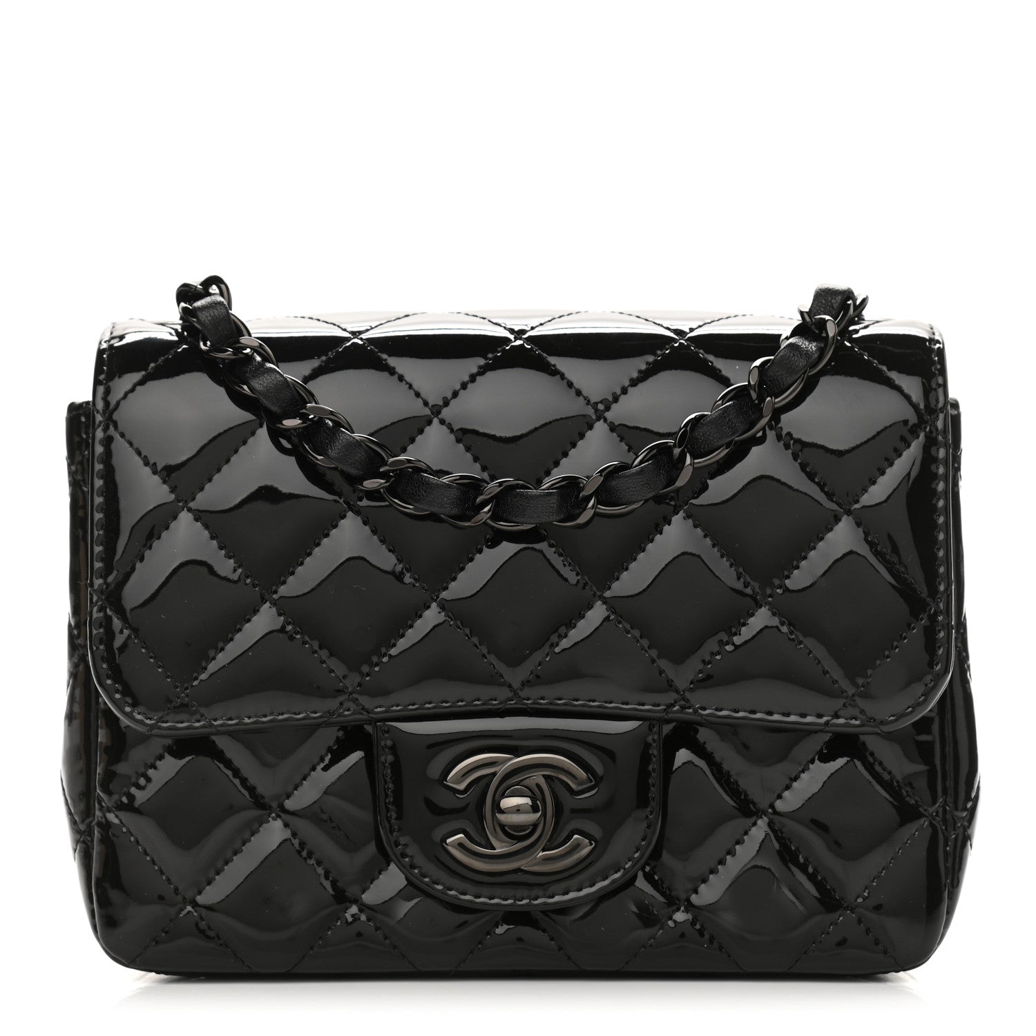 Chanel Patent Calfskin Quilted Mini Square Flap So Black 1 of 10