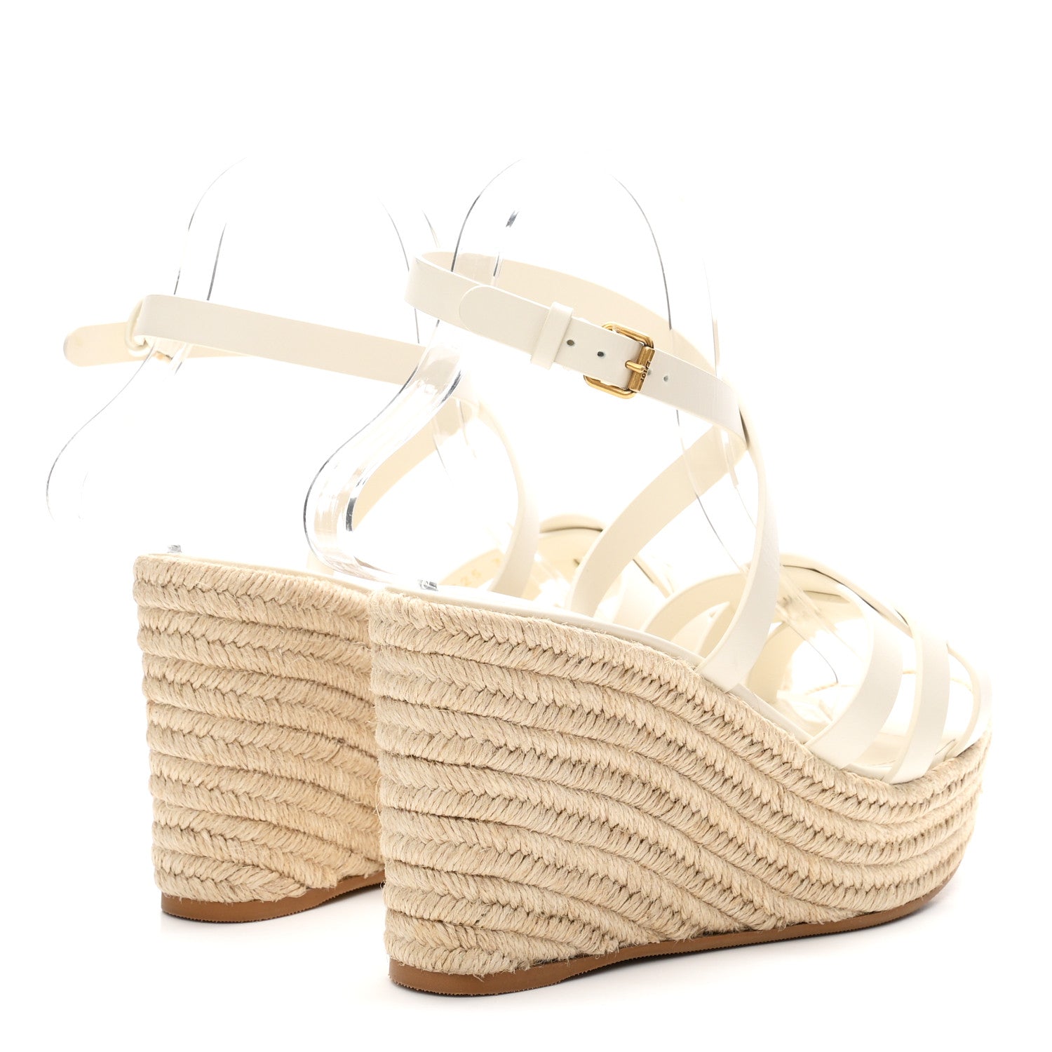 Christian Dior Calfskin D-Club Wedges Sandals 37.5 Off White 5 of 10