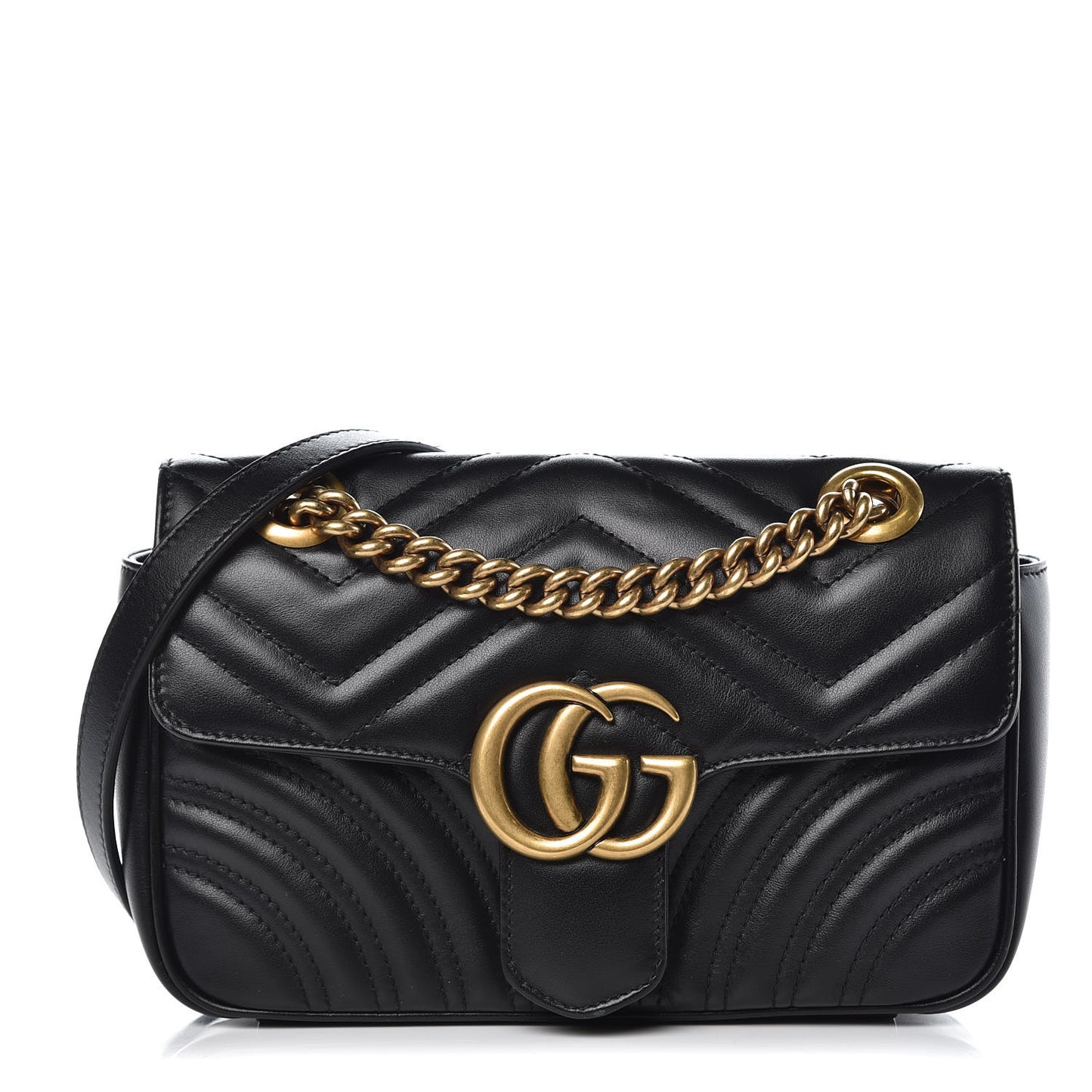 Calfskin Matelasse Mini GG Marmont Shoulder Bag Black