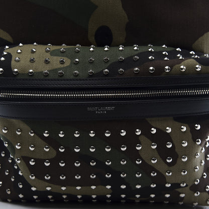 Saint Laurent Canvas Camouflage Studded Hunting Backpack Green Black Brown 10 of 11