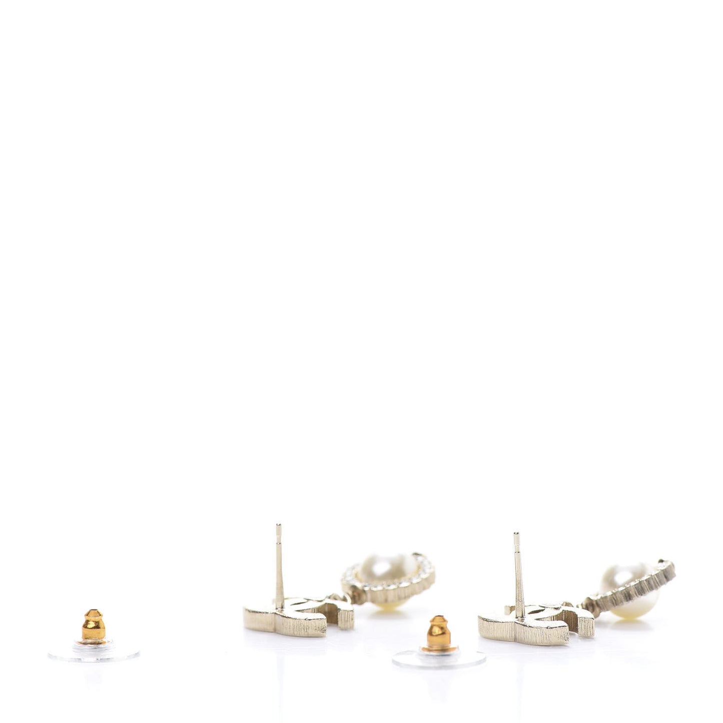 Crystal Pearl CC Lace Camellia Earrings Gold