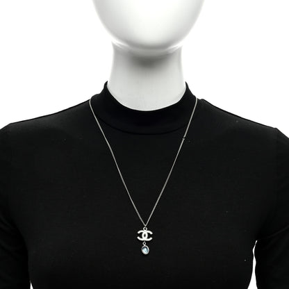 Chanel Enamel CC Drop Necklace Silver 2 of 4