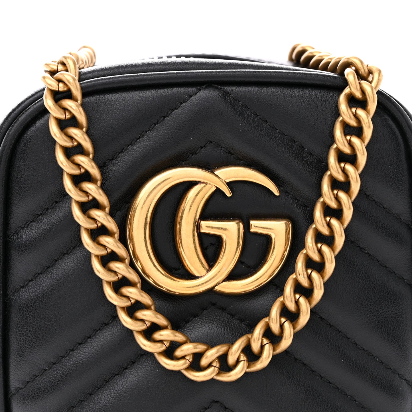 Calfskin Matelasse Mini GG Marmont Crossbody Bag Black