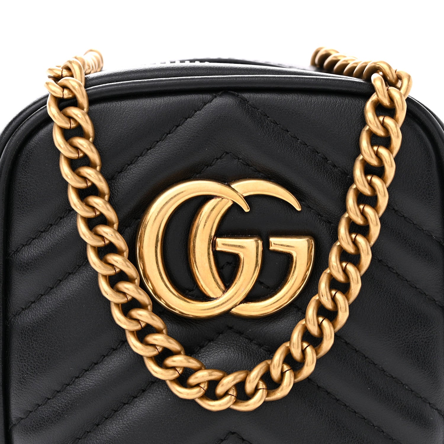 Gucci Calfskin Matelasse Mini GG Marmont Crossbody Bag Black 8 of 10