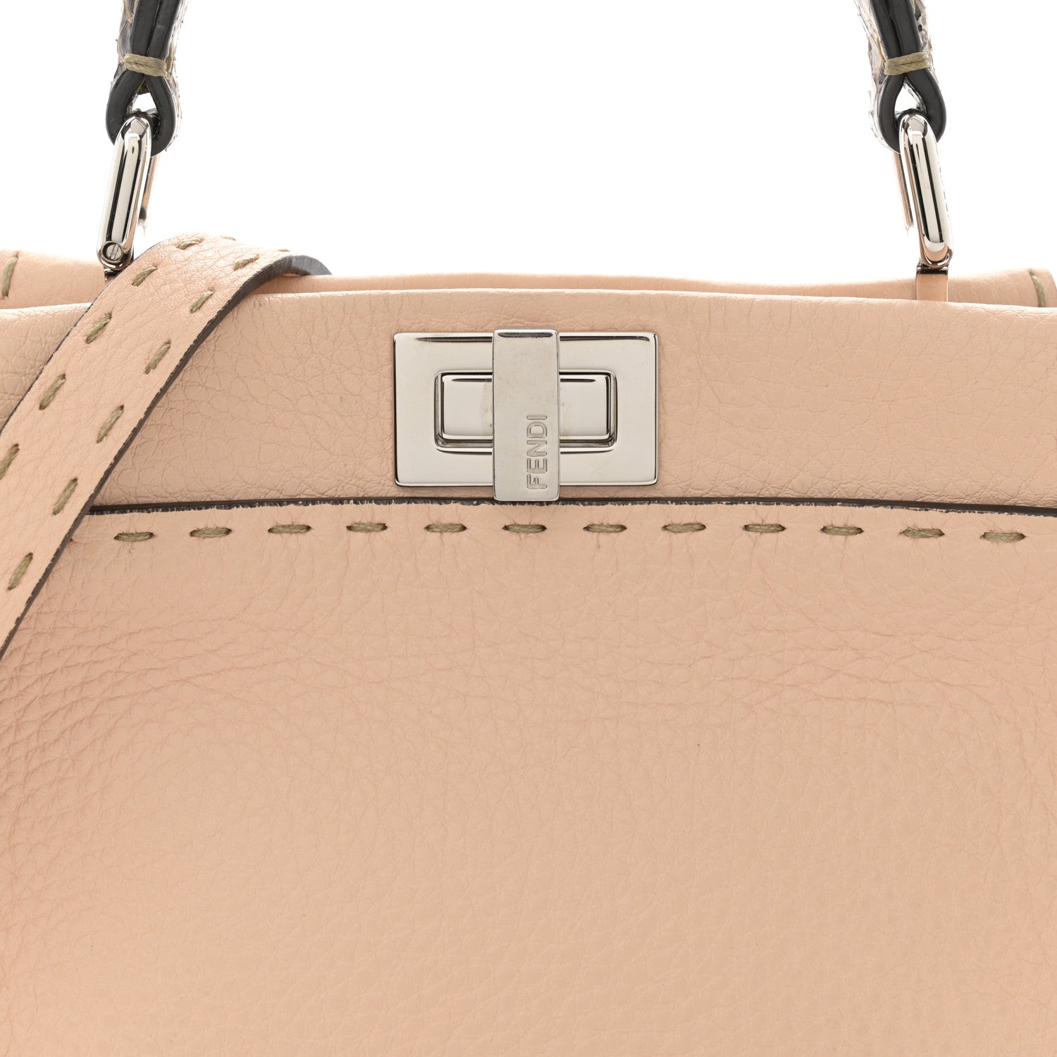 Fendi Cuoio Romano Snakeskin Selleria Mini Peekaboo Iconic Satchel Plaster 8 of 11