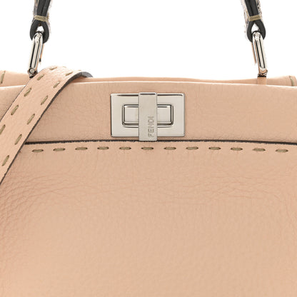Fendi Cuoio Romano Snakeskin Selleria Mini Peekaboo Iconic Satchel Plaster 8 of 11