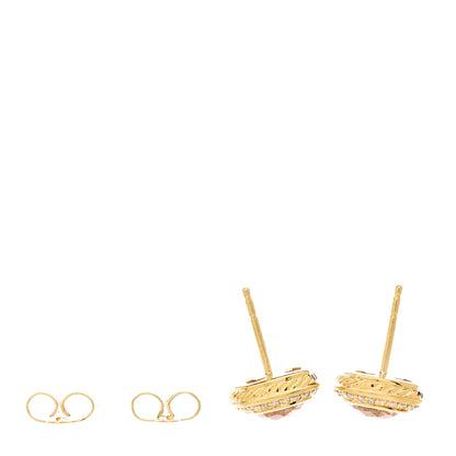 David Yurman 18K Yellow Gold Diamond Morganite 7mm Albion Earrings 3 of 5