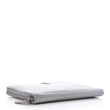 Chanel Metallic Aged Calfskin Quilted Palette Large Zip Around Organizer Wallet Silver 4 of 9