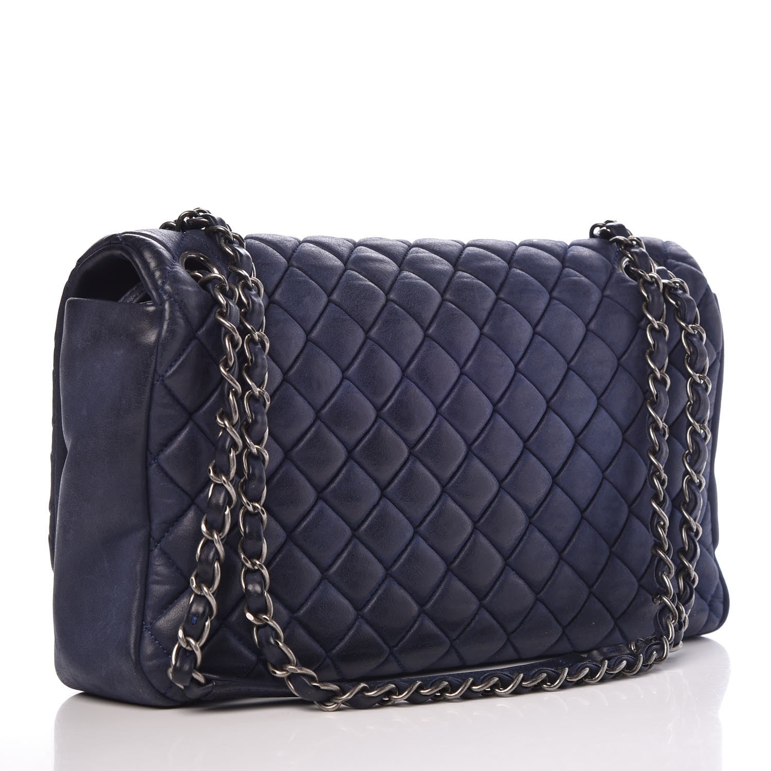 Chanel Iridescent Calfskin Quilted Large New Bubble Flap Navy 3 of 10