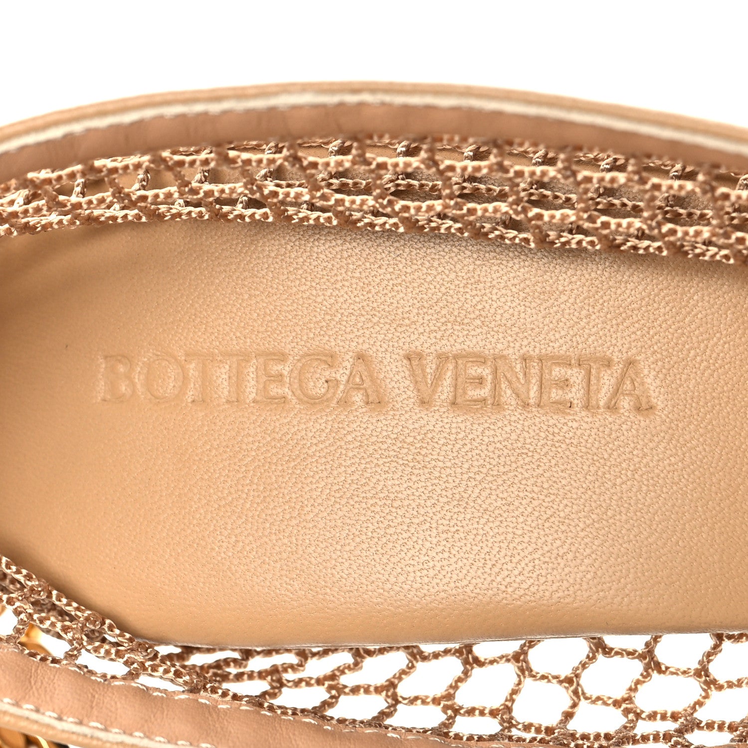 Bottega Veneta Mesh Nappa Chunky Chain Sandals 39.5 Beige Pony 6 of 7