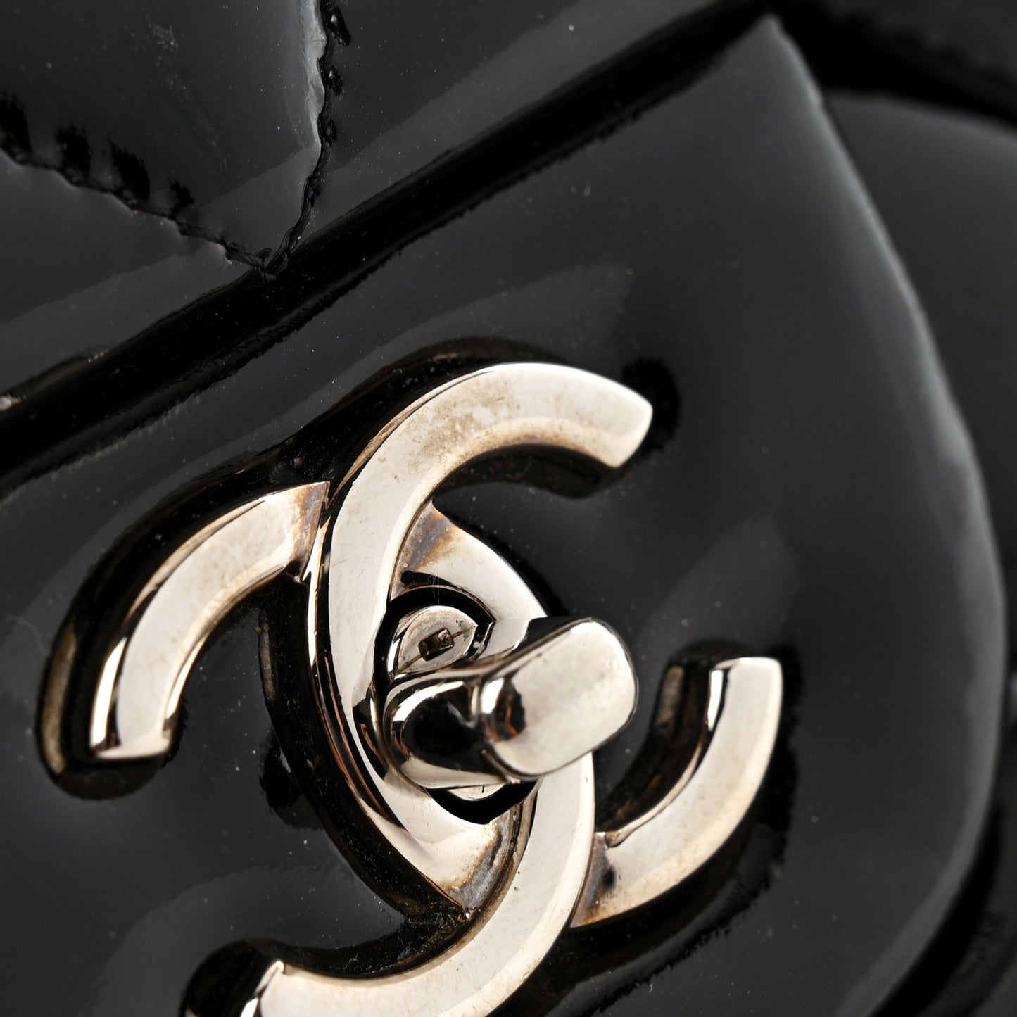 Patent Quilted Maxi Single Flap Black